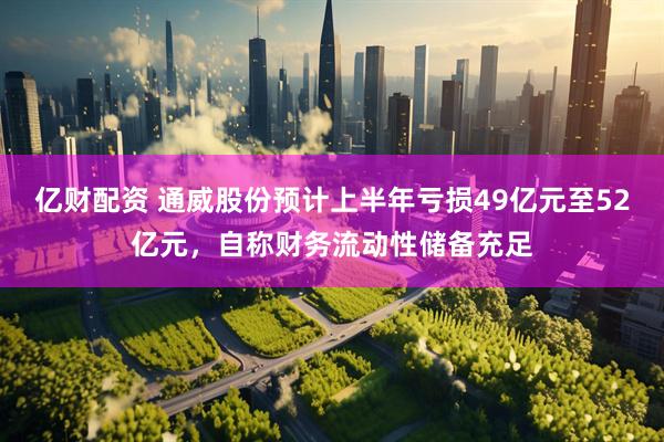 亿财配资 通威股份预计上半年亏损49亿元至52亿元，自称财务流动性储备充足